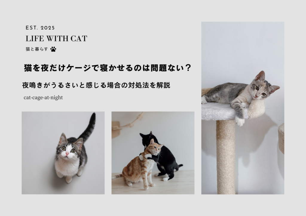 猫を夜だけケージで寝かせるのは問題ない？夜鳴きがうるさいと感じる場合の対処法を解説